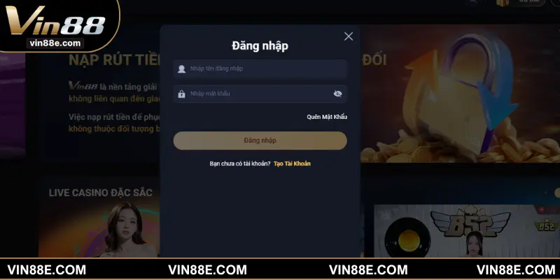 Hướng dẫn thủ tục thực hiện đăng nhập VIN88